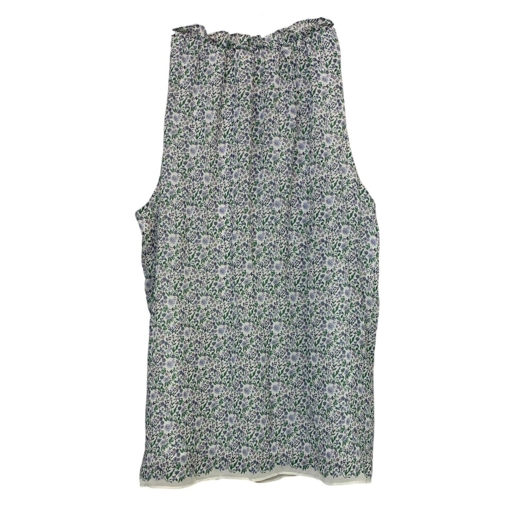 Max Studio Wmns Floral Ruffle Tie Neck Sleeveless Blouse Purple Green L 6707Y36B - Picture 3 of 10